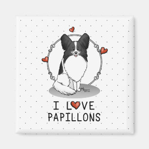 I Liebe Papillons (weiß & schwarz) Herzhunde Niedl Magnet