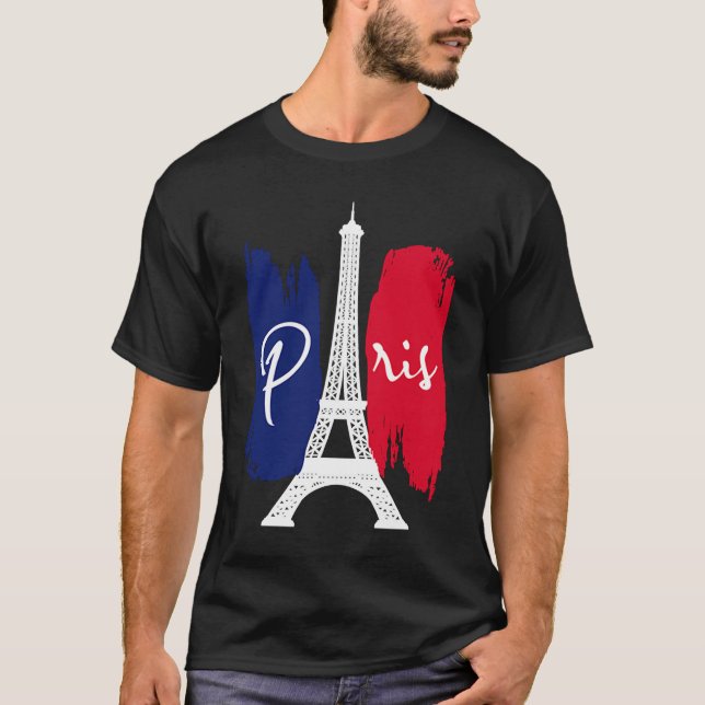 I Liebe Paris Bekleidung Eiffelturm Frankreich Fla T-Shirt (Vorderseite)