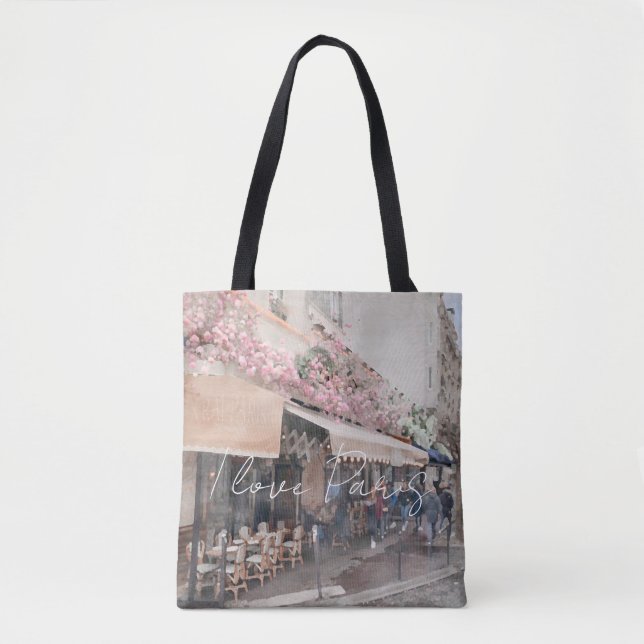 I Liebe Paris Cafe Street Scene Tasche (Vorderseite)