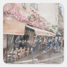 I Liebe Paris Cafe Street Szene Square Sticker