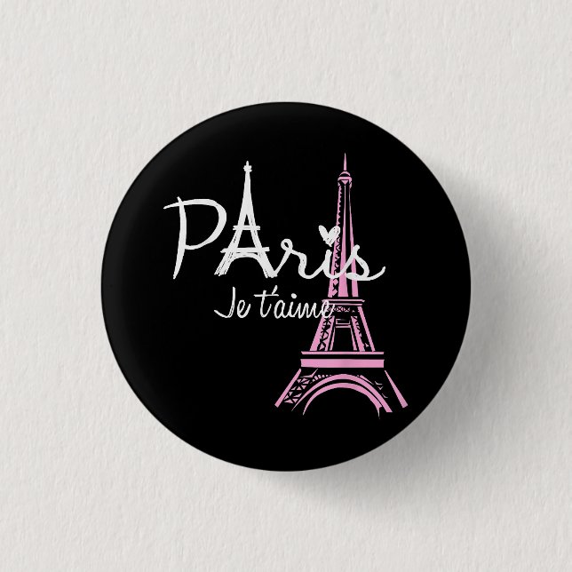 I Liebe Paris Eiffel Tower Frankreich Button (Vorderseite)