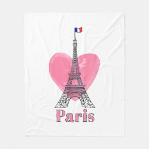 I Liebe Paris Eiffel Tower Frankreich Geschenk Fleecedecke