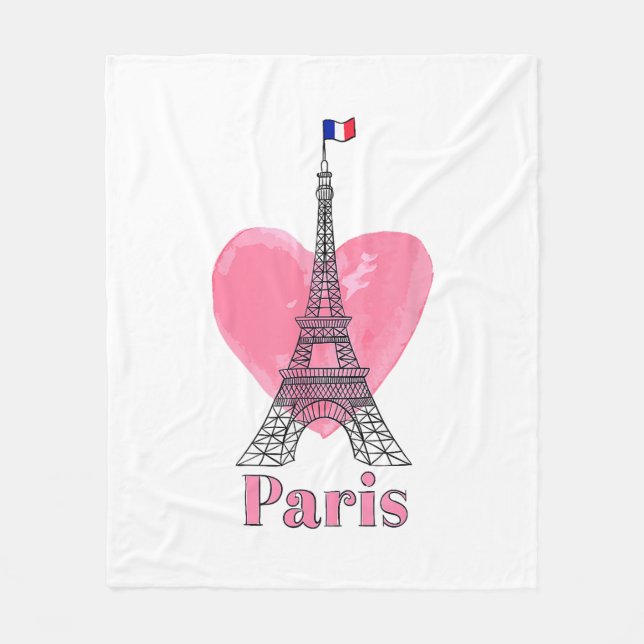 I Liebe Paris Eiffel Tower Frankreich Geschenk Fleecedecke (Vorderseite)