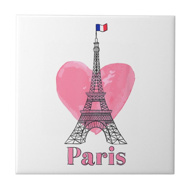 I Liebe Paris Eiffel Tower Frankreich Geschenk Fliese (Vorderseite)