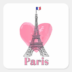 I Liebe Paris Eiffel Tower Frankreich Geschenk Quadratischer Aufkleber