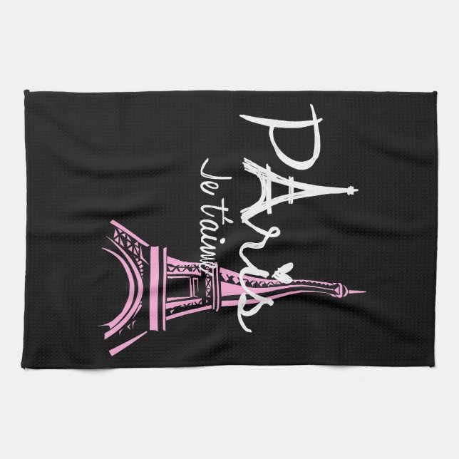I Liebe Paris Eiffel Tower Frankreich Geschirrtuch (Horizontal)