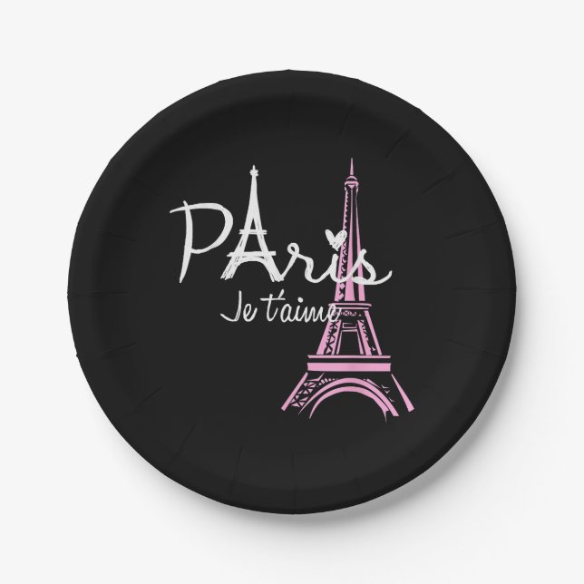 I Liebe Paris Eiffel Tower Frankreich Pappteller (Vorderseite)