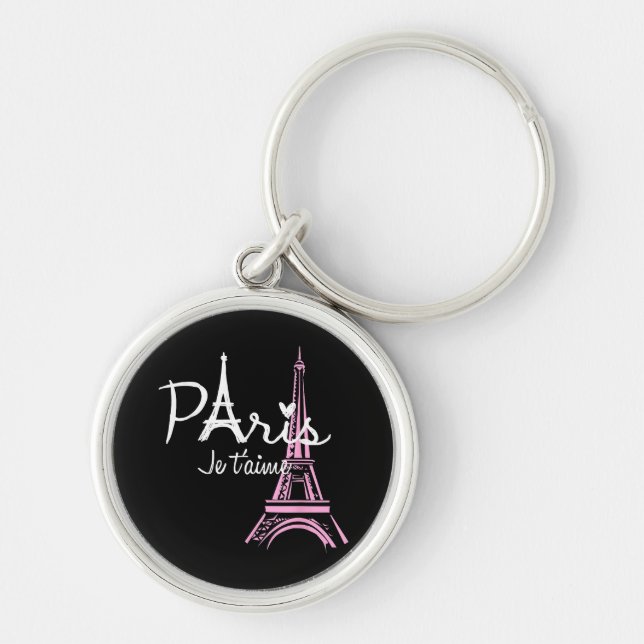 I Liebe Paris Eiffel Tower Frankreich Schlüsselanhänger (Vorne)