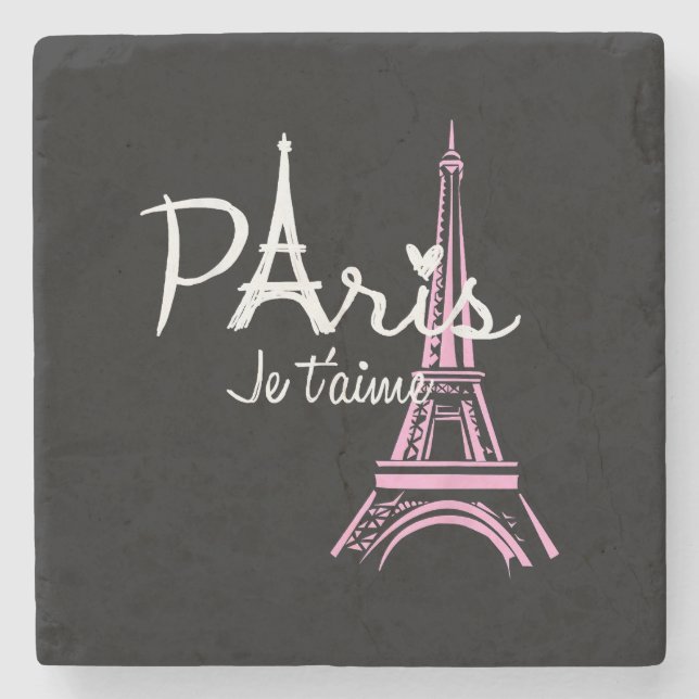 I Liebe Paris Eiffel Tower Frankreich Steinuntersetzer (Vorderseite)