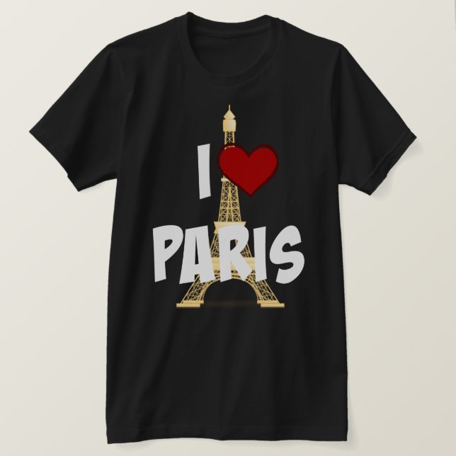I Liebe Paris, Eiffelturm T-Shirt (Design vorne)