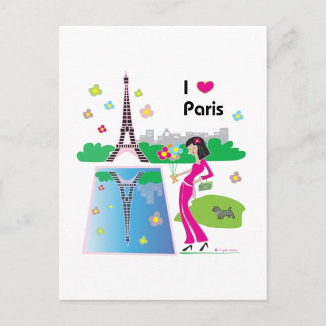 I Liebe Paris, Frankreich Postkarte (Vorderseite)