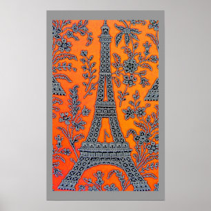 I Liebe Paris Grau Border Poster klein