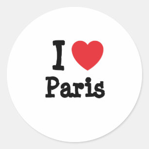 I Liebe Paris Herzbrauch personalisiert Runder Aufkleber