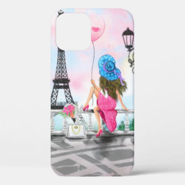 I Liebe Paris - Hübsche Frau und Rosa Herzballon Case-Mate iPhone Hülle
