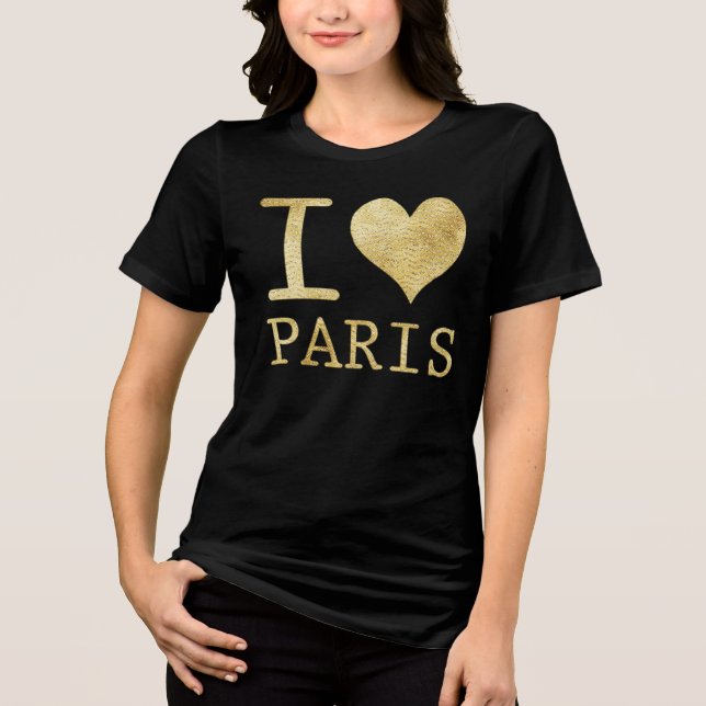 I LIEBE PARIS IMITATE GLITZER T - SHIRT (Vorderseite)