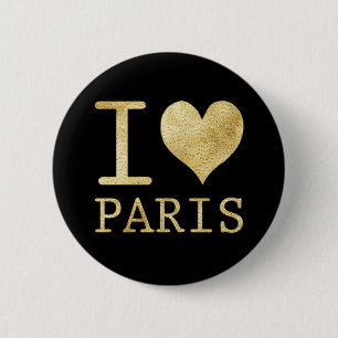 I LIEBE PARIS IMITATS GLITZER SCHALTFLÄCHE BUTTON