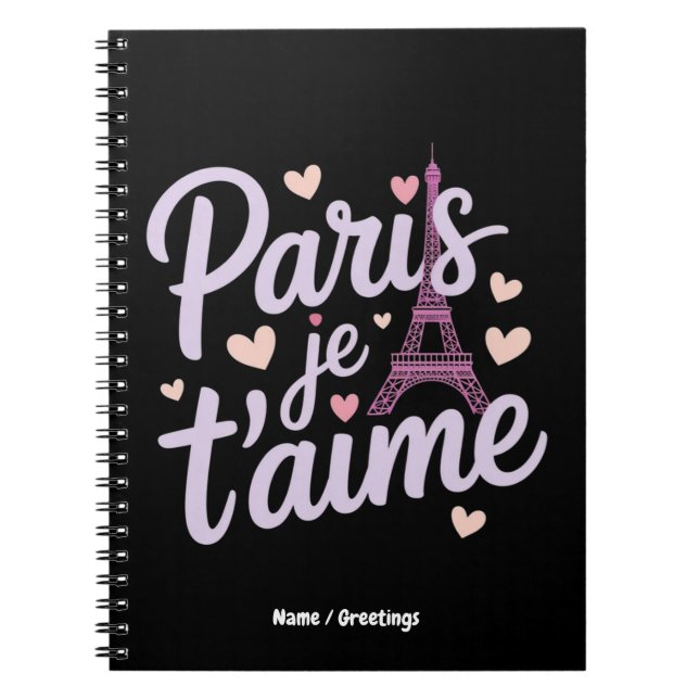 I Liebe Paris Je t'aime Eiffel Tower Frankreich T  Notizblock (Vorderseite)