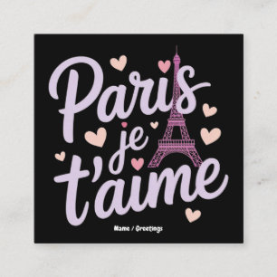 I Liebe Paris Je t'aime Eiffel Tower Frankreich T  Quadratische Visitenkarte