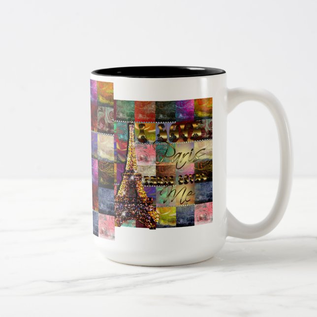 I Liebe Paris - Kaffee-, Tee-Tasse, Cup Zweifarbige Tasse (Rechts)