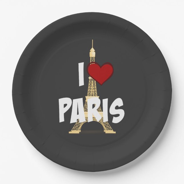 I Liebe Paris Pappteller (Vorderseite)