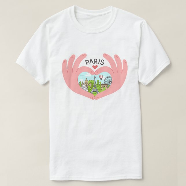 I Liebe Paris, Romantisches Inspiriert Paris T-Shirt (Design vorne)