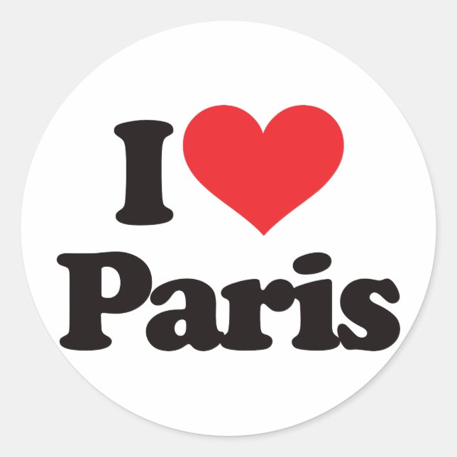 I Liebe Paris Runder Aufkleber (Vorderseite)