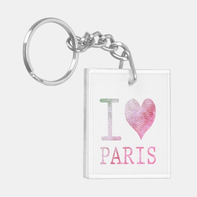 I Liebe Paris Square Doppelseitige Schlüsselkette Schlüsselanhänger (Vorderseite links)