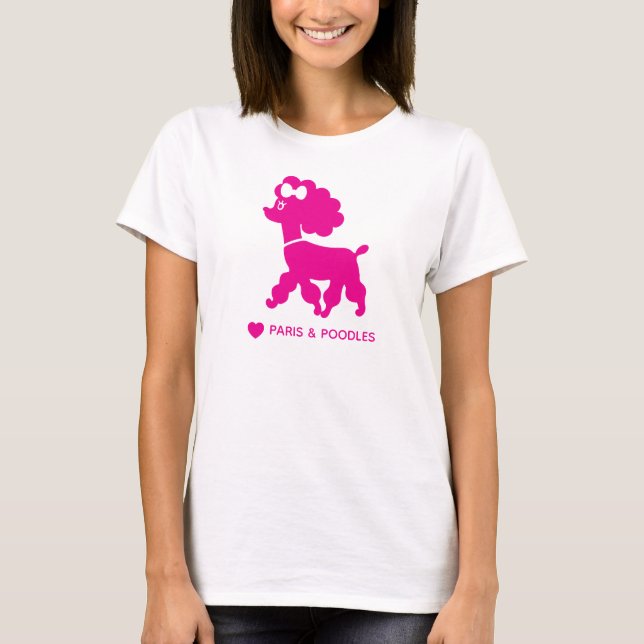 I Liebe Paris und Poodles Niedlicher T - Shirt (Vorderseite)