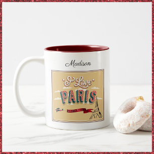 I Liebe Paris Vintage Poster Zweifarbige Tasse