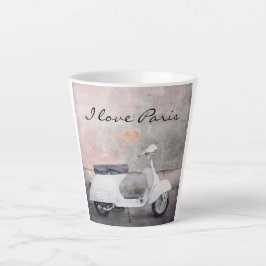 I Liebe Paris White Motor Scooter Milchtasse