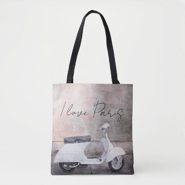 I Liebe Paris White Motor Scooter Tasche (Vorderseite)
