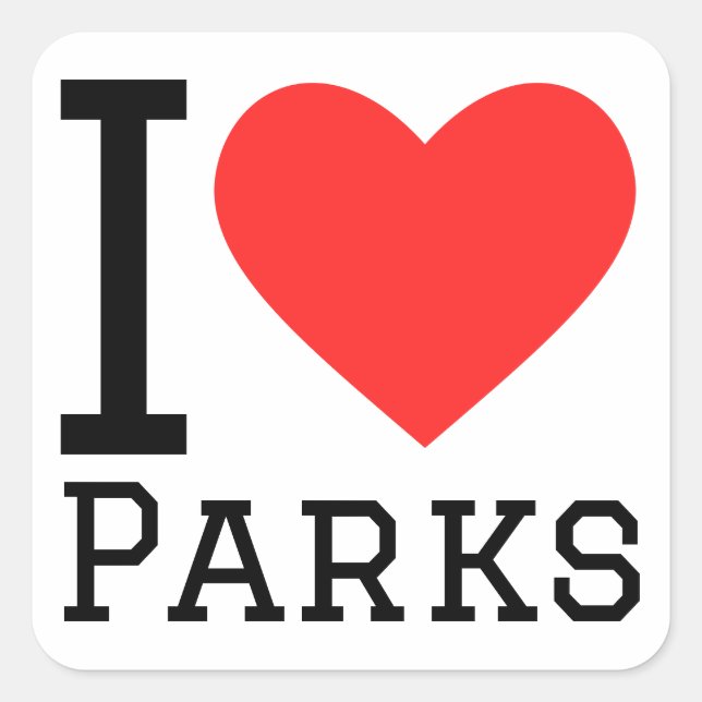 I Liebe Parks Quadratischer Aufkleber (Vorderseite)