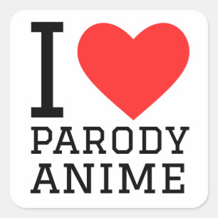 I Liebe Parody Animes Quadratischer Aufkleber