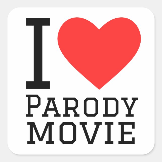 I Liebe Parody-Film Quadratischer Aufkleber (Vorderseite)