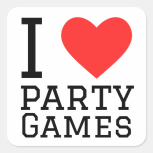 I Liebe Party Games Quadratischer Aufkleber
