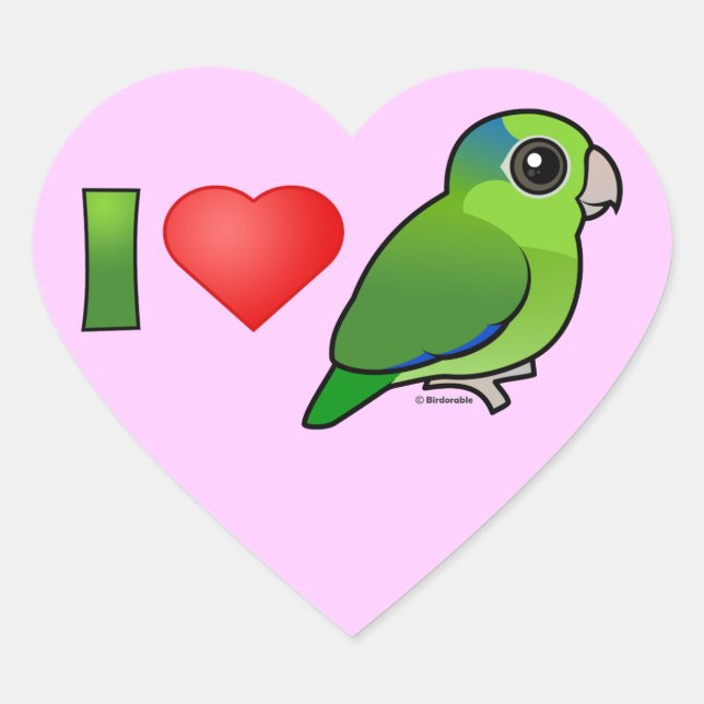 I Liebe Pazifik-Parrotlets (grün) Herz-Aufkleber (Vorderseite)