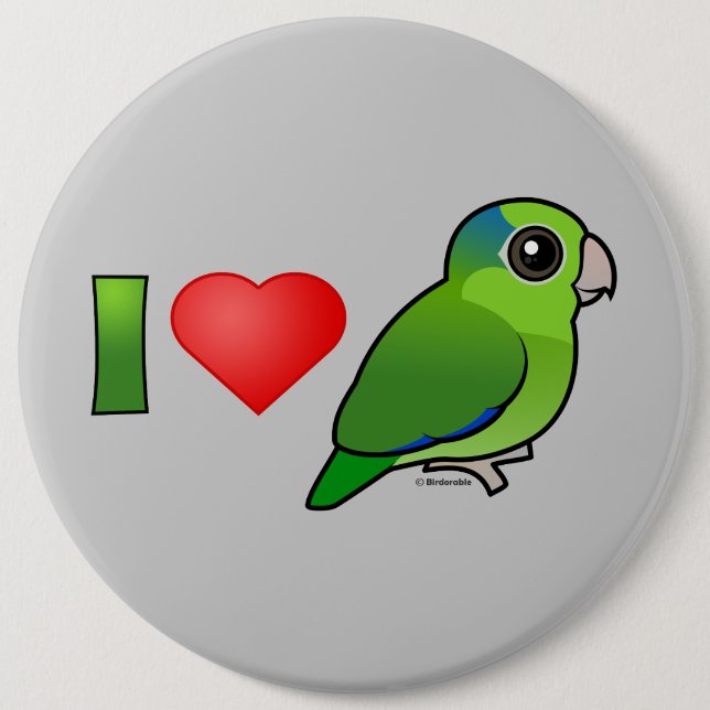 I Liebe pazifisches Parrotlets (Grün) Button (Vorderseite)