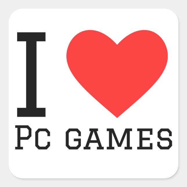 I Liebe PC Games Quadratischer Aufkleber (Vorderseite)