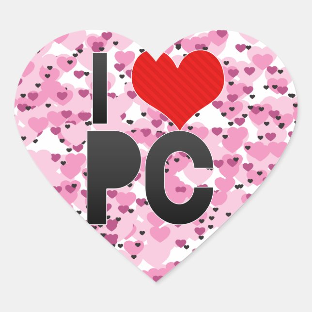 I LIEBE PC Herz-Aufkleber (Vorderseite)