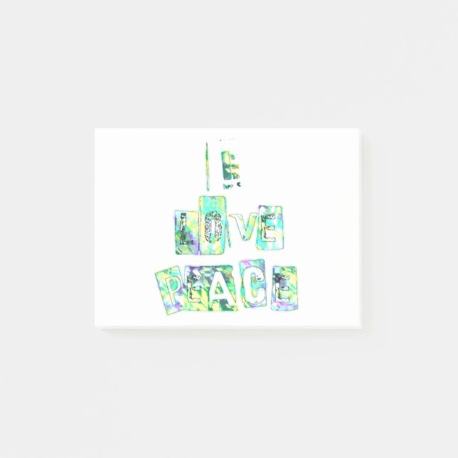 I Liebe Peace Beautiful Art Print Text Design Post-it Klebezettel (Vorderseite)