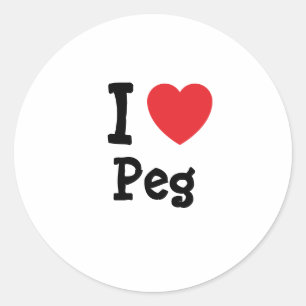 I Liebe Peg Herz T - Shirt Runder Aufkleber