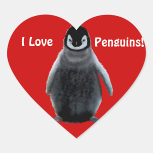 I LIEBE PENGUINS Niedlich Heart Stickers