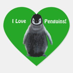 I LIEBE PENGUINS Niedlich Heart Stickers