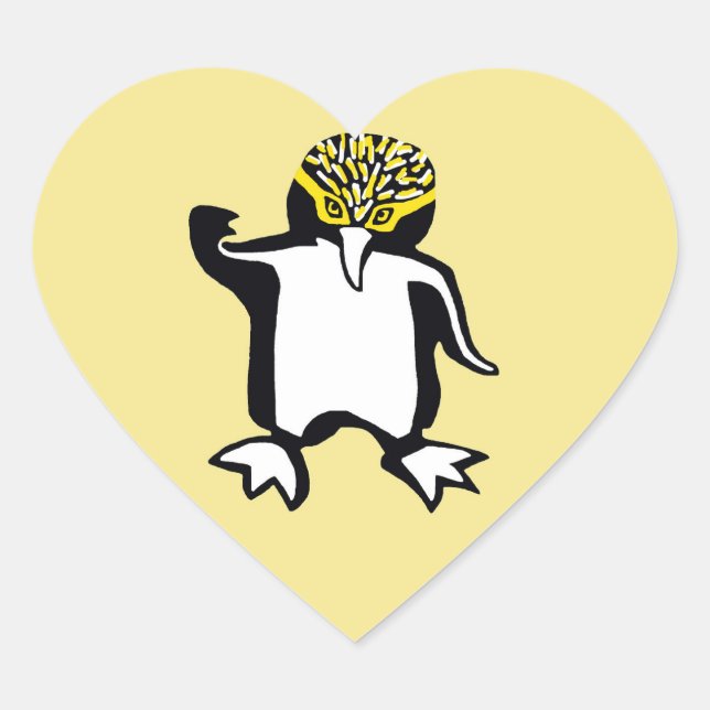 I Liebe PENGUINS - Wildtiere - Natur - Gelb Herz-Aufkleber (Vorderseite)