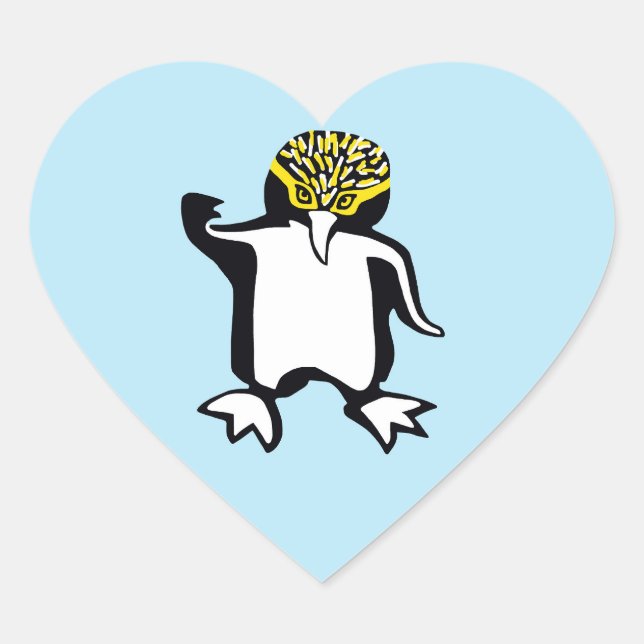 I Liebe PENGUINS - Wildtiere - Natur - Gelb Herz-Aufkleber (Vorderseite)