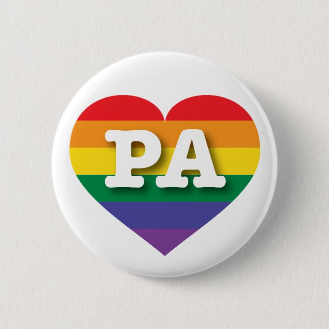 I Liebe Pennsylvania Gay Pride Rainbow Heart Button (Vorderseite)