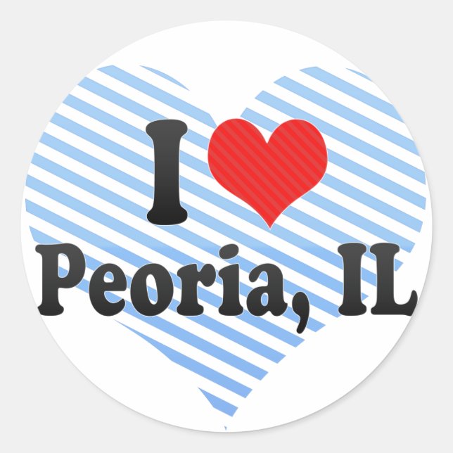 I Liebe Peoria, IL Runder Aufkleber (Vorderseite)