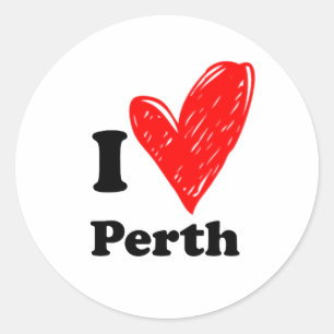 I Liebe Perth Runder Aufkleber