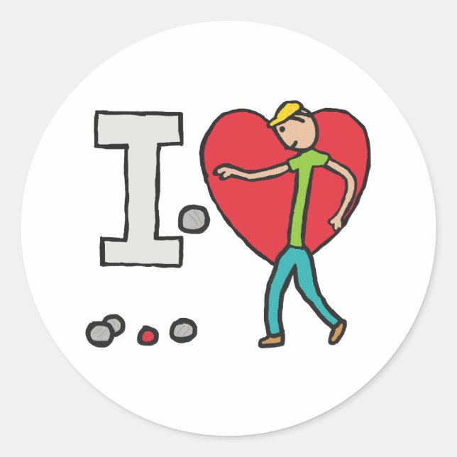 I Liebe Petanque Runder Aufkleber (Vorderseite)