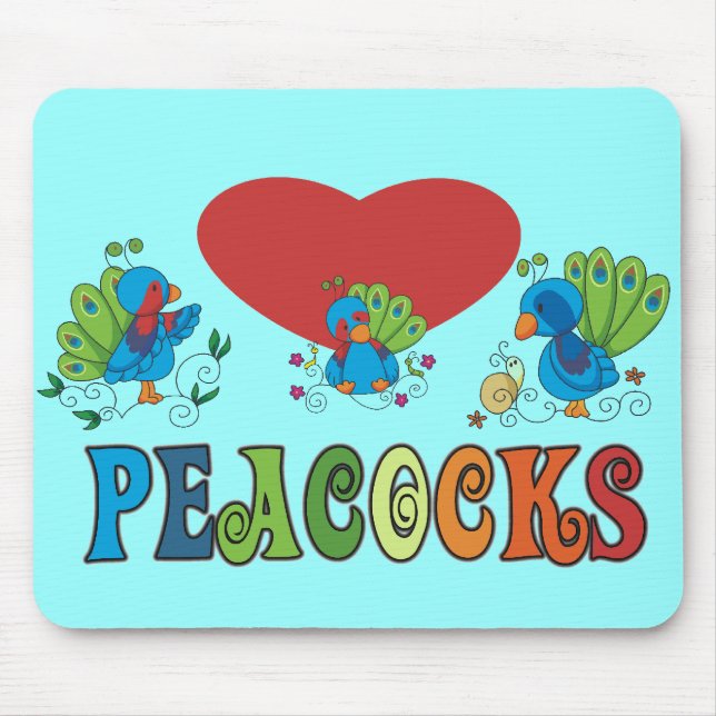 I Liebe-Pfaus Mousepad (Vorne)